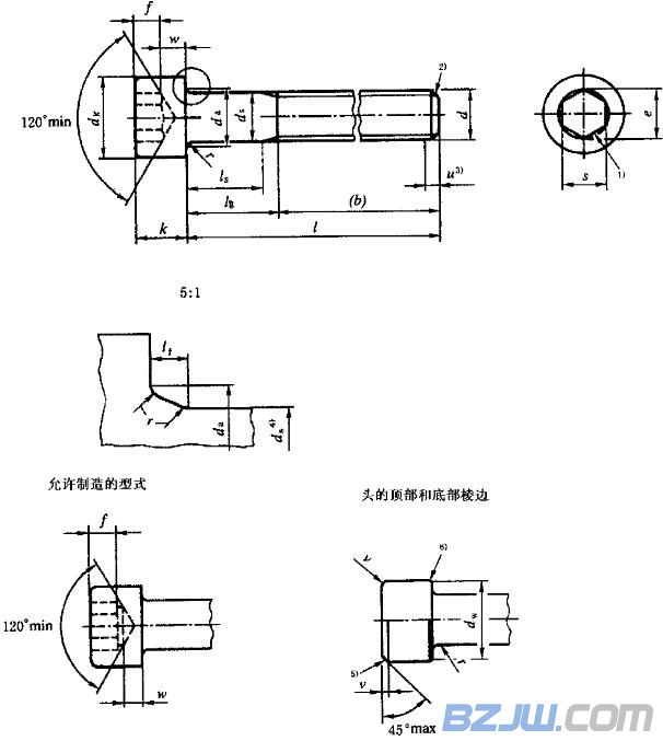 內六角螺栓標準尺寸圖 內六角螺栓標準尺寸圖